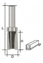 Фреза кромочная прямая с верхним подшипником, DxHxL = 16х20х60 мм