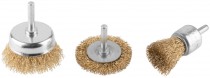 Корщетки со штифтом, набор 3 шт. (колесо 50мм /чашка 50мм /венчик 25 мм)