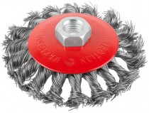 Корщетка-колесо с наклоном, гайка М14, стальная витая проволока 125 мм