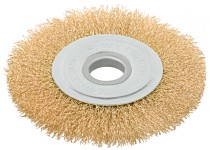 Корщетка-колесо, стальная латунированная волнистая проволока 125х22,2 мм, блистер