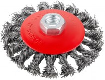 Корщетка-колесо с наклоном, М14, стальная витая проволока 115 мм, блистер
