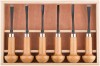 Стамески-резцы CrV по дереву, деревянные ручки, Профи, 6 шт., деревянный кейс