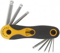 Ключи шестигранные HEX CrV 8 шт.(1,5-8 мм) складные, прорезиненный держатель