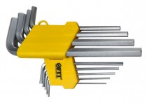 Ключи шестигранные HEX длинные CrV 9 шт.(1,5-10 мм), пластиковый держатель