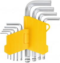 Ключи шестигранные HEX с шаром CrV 9 шт.(1,5-10 мм), пластиковый держатель