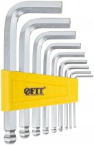 Ключи шестигранные HEX с шаром CrV 9 шт.(2-12 мм), пластиковый держатель