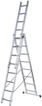 Лестница трехсекционная алюминиевая, 3х9 ступеней, H=257/426/591 см, вес 11,18 кг