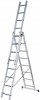 Лестница трехсекционная алюм, 3 х 8 ступеней, H=233/371/509 см, вес 10,17 кг