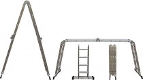 Лестница-трансформер алюминиевая, 4 секции/4 ступени, H=433/209/117 см, вес 11,7 кг